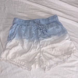 ombré distressed drawstring flowy shorts